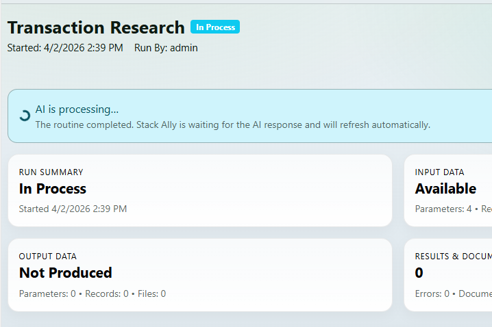 Routine run workspace placeholder